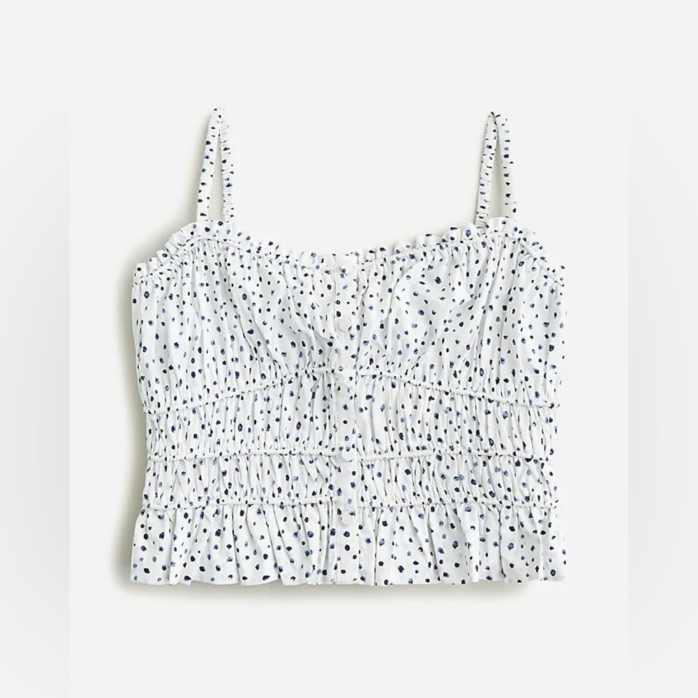 J. Crew cinched-waist cotton poplin tank top in dot size xxs
